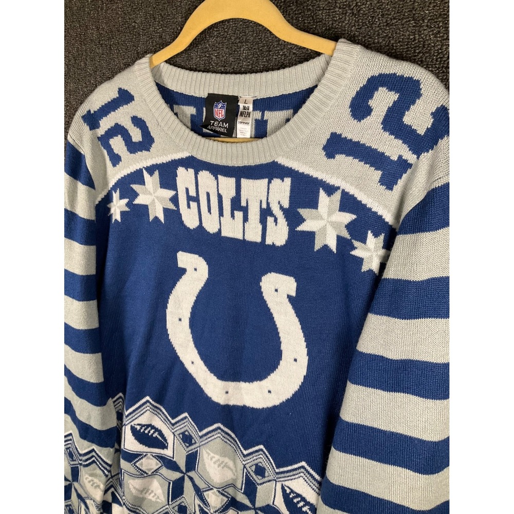NFL Indianapolis Colts Andrew Luck 12 Ugly Christmas Sweater Mens Large Blue